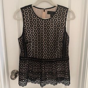 JCrew Crochet Fully Lined Structured Peplum Top SIZE 10